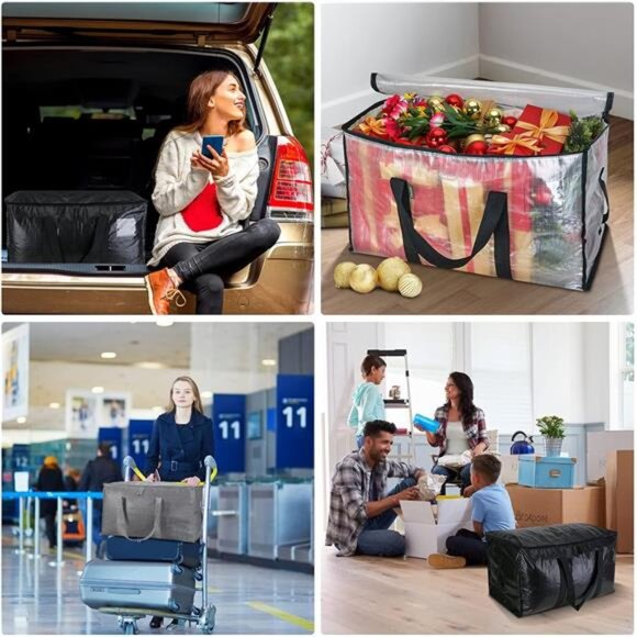 6-Pack Oversized Moving Bags with Reinforced Handles, Heavy-Duty Storage Tote - Picture 3 of 8